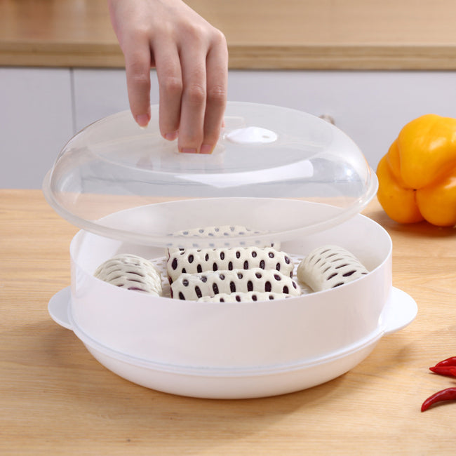 Single/Double Tier Microwave Food Steamer for Dumplings, Veggies & Fish